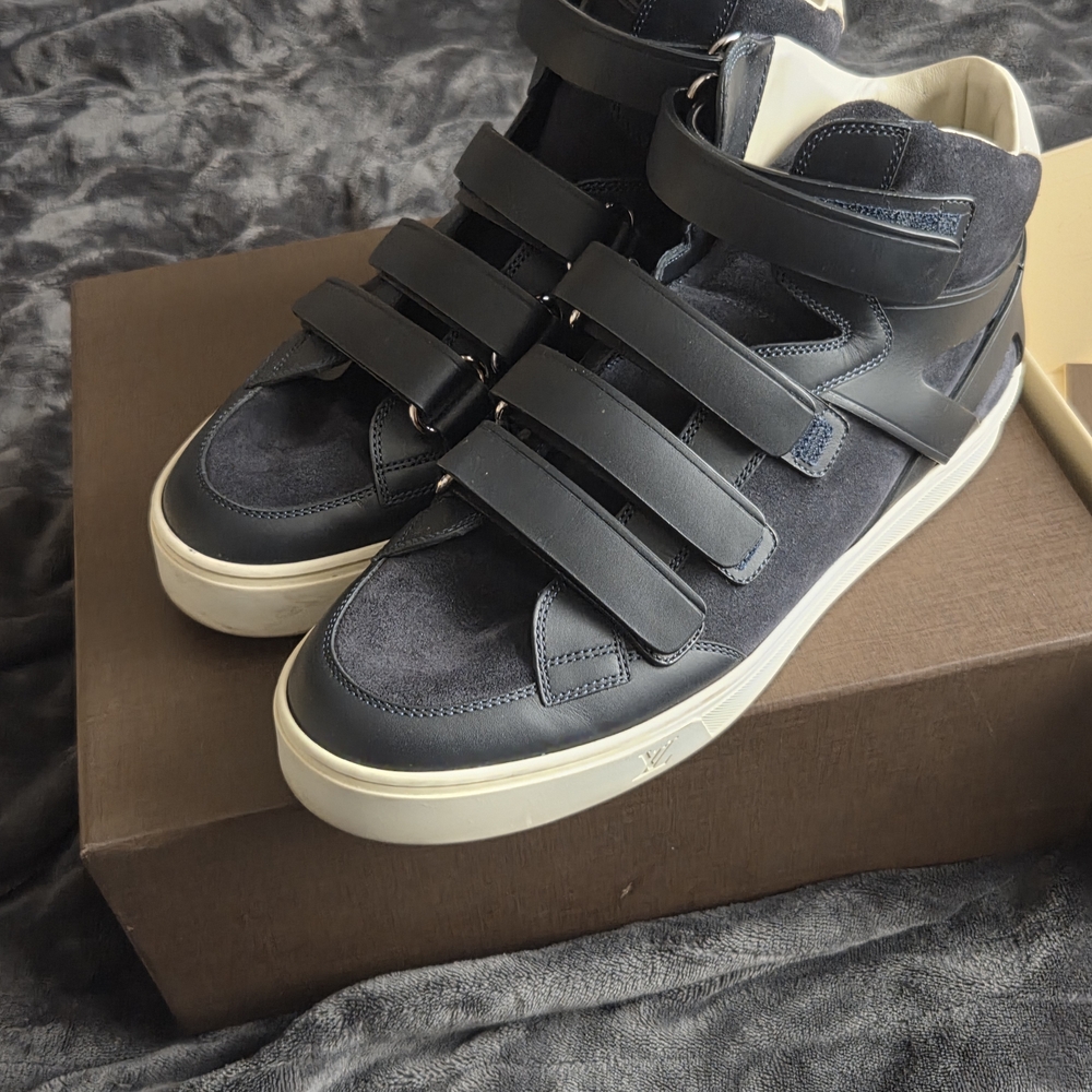Louis Vuitton Navy and White Strap Sneakers